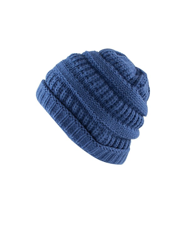 Super Z Outlet Knit Low Slouch Thermal Beanie For Ski- Cycling- Protection - Blue - CL12MPSDVH5