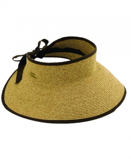 Cappelli Women's Roll-up Wide Brim Sun Visor Hat - Chocolate - CY11JRLFB4F