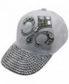 Luxury Divas Baseball Cap With Rhinestone Fleur De Lis - White - C011V1PYU4R