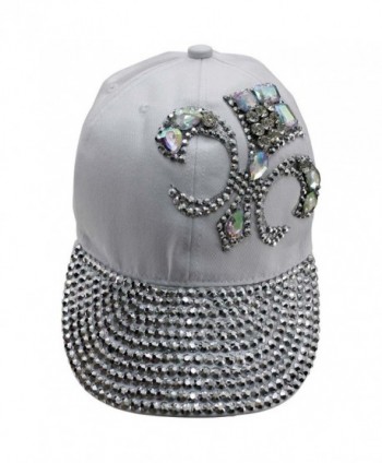 White Baseball Cap Rhinestone Fleur