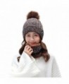 IRELIA Womens/Mens Faux Fur Warm Knitted Pom Fleece Lined Caps Beanie Scarf Set - 2 in 1(brown) - CN187E4502T