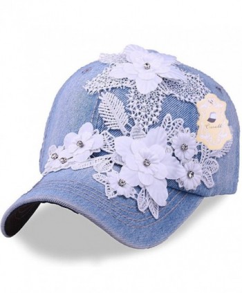 CRUOXIBB Womens Baseball Rhinestones Flower in Women's Baseball Caps