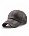 Melii Black Leather Baseball Cap Hat Adjustabel Black - Dark Brown - CG187Q8NE7X