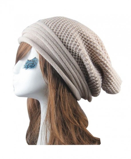 YANG-YI Hats for women- Knit Winter Warm Women Hip-Hop Beanie Hat Baggy Unisex Ski Cap - Beige - CG1886W3R8U