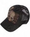 RaOn M65 Black Gold Silver Cubic Stud Metal Skull Club Punk Mesh Hat Trucker Ball Cap - Skeleton-gold - C212O1NFA44