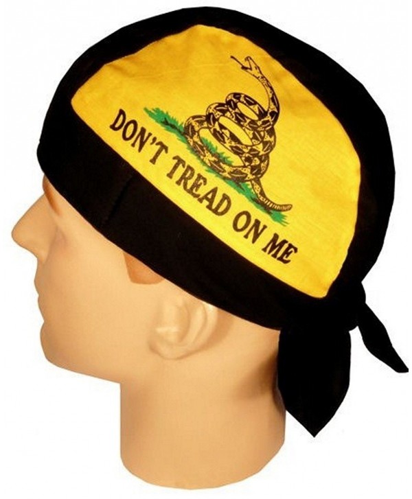Skull Cap Biker Caps Headwraps Doo Rags - Don't Tread on Me - Yellow & Black - CH12ELHMUO3