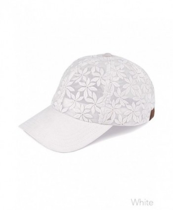 ScarvesMe C.C Floral Lace See Through Adjustable Baseball Cap - White - C717Y0XAGOG