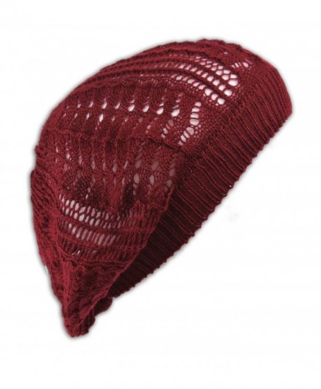 Crochet Beanie Hat Knit Beret Skull Cap Tam - Burgandy - CW11GLEEKF7