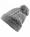 Heat Logic Womens Beanie (Grey Cable Knit With Cozy Lining and Pom) - CM182T4Y5UL