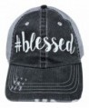 Loaded Lids Women's Blessed Distressed Bling Baseball Cap - Grey/White - CR12NAI5SKT