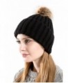 Tossa Winter Beanie For Women Knitted Beanie Cable Knit Hat With Fluffy Pom Pom by - Blk - CF186AH8RO7