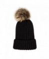 Tossa Womens Knitted Beanie Pom Blk in Women's Skullies & Beanies