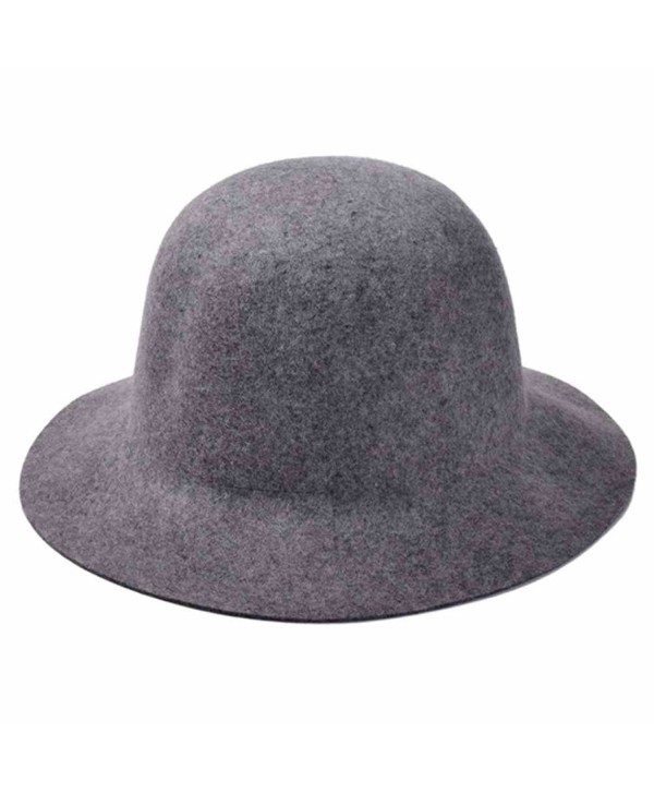 ZLYC Women 100% Wool Minimalist Fashion Winter Felt Bowler Hat Floppy Cloche Cap - Gray - C311O5JW9A7