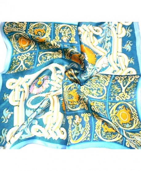 Gold Blue 100% Charmeuse Silk Scarf Bandana Headband By Silksalon A954 - CE11YWPC33X