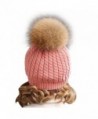 Winter Knitted beanie Fur Raccoon Crochet in Women's Skullies & Beanies
