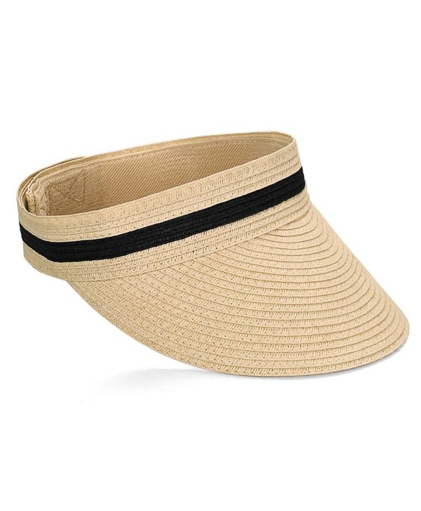 BMC 2pc Roll Up Collapsible Wide Brim and Visor Style Straw Hats ...