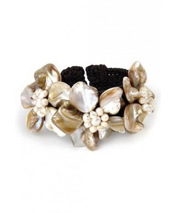 Floral Shell studded Cuff Bracelet - C7189NZWCCN