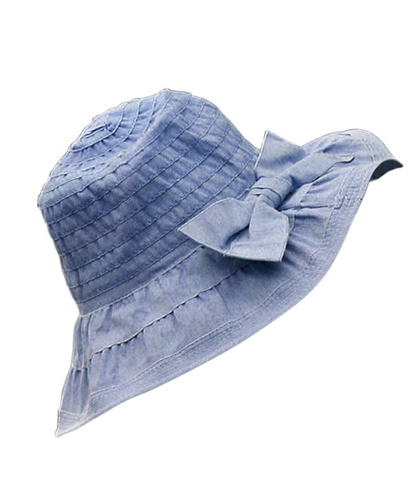 Song Bowknot Women Floppy Sun Hat Foldable Wide Brim Summer Beach Cap Visor - Navy Blue - CL17YOO4U0K