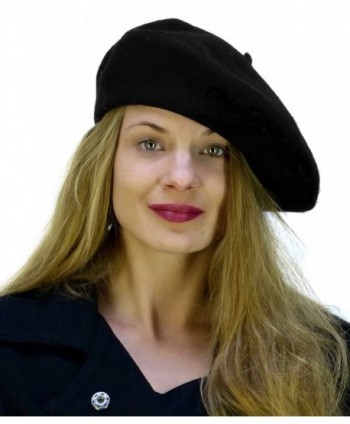 Black Wool Beret Parisian CoverYourHair in Women's Berets