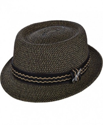 Santana Camden Tweed Braid Pork Pie Hat - Black - CB12COCN5BT