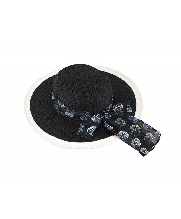 Art Scarf Band Colored Trim Paper Braid Sun Hat - Black - CX125V3EFFD