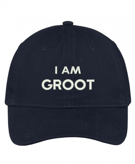 Trendy Apparel Shop I Am Groot Embroidered Soft Low Profile Adjustable Cotton Cap - Navy - CX12O74LA9J