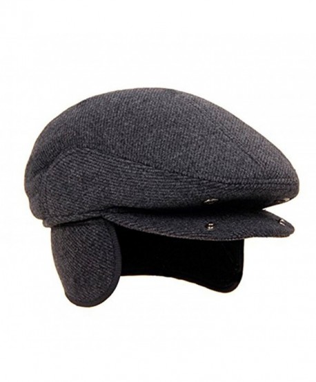 Surblue Men Fall Winter Peaked Flat Cap with Earmuffs Grey - CV187K252O2