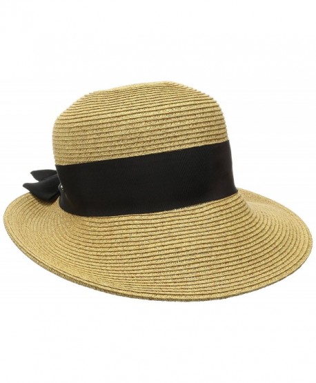 Scala Women's Paper Braid Hat With dimensional Brim - Tea - C5128M3TFCH