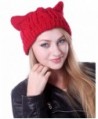 HDE Women's Knit Beanie Cat Ear Crochet Braided Winter Ski Hat Knitted Cap - Red - CG11IODSPCR