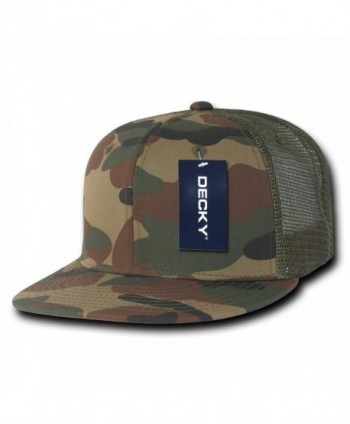 DECKY Cotton Flat Bill Trucker Cap - Woodland/Woodland/Olive - CD11CDFLKIX