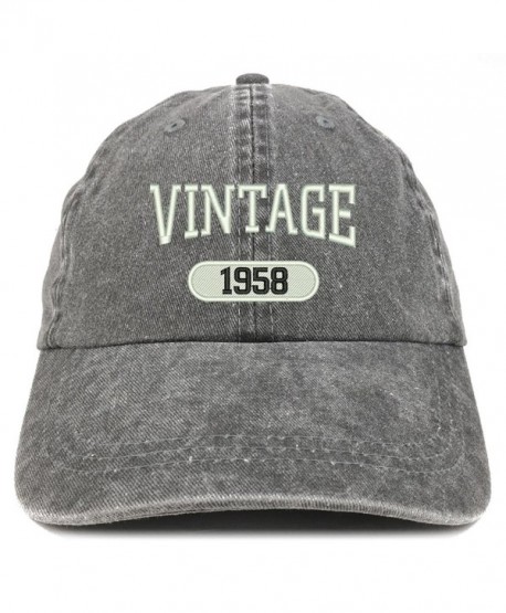 Trendy Apparel Shop Vintage 1958 Embroidered 60th Birthday Soft Crown Washed Cotton Cap - Black - CH12O46GDCG