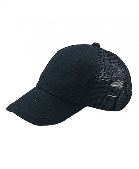 Low Profile Cotton Twill Trucker Hat (Various Colors) - Black - CJ11BX4NDHL