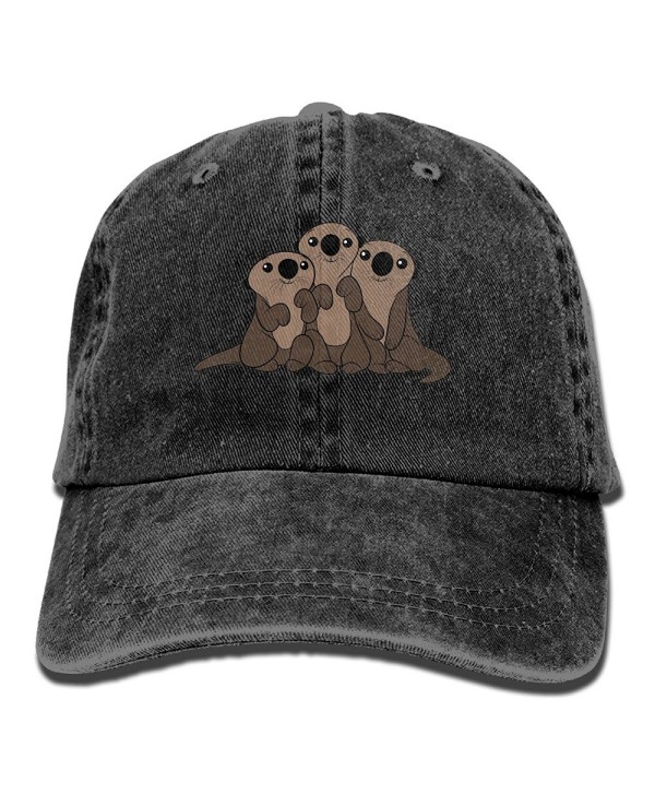 ONE-HEART HR Cute Sea Otters Stylish Baseball Caps Denim Adjustable Hats - Black - CS1855GY4ZE