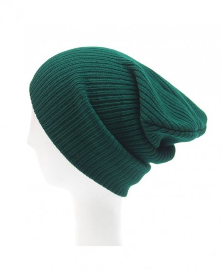 Menglihua Unisex Soft Trendy Slouchy Winter Ski Snowboard Skull Hat Ribbed Beanie - Green - C412MZCG949