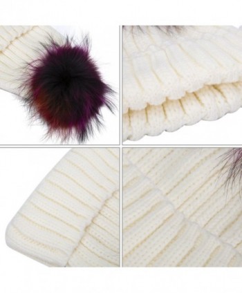 Brecoy Womens Winter Detachable Raccoon in Women's Skullies & Beanies