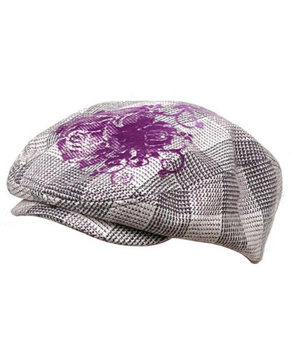 Flower Checkered Ivy Hat-Purple - CC111ZIJEAT