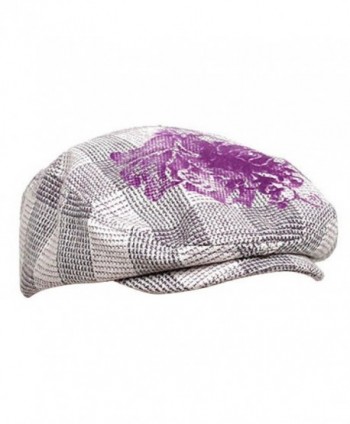 UBI NYH Flower Checkered Hat Purple in Women's Newsboy Caps