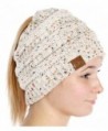 SERENITA C.C Unisex Classic Beanie Tail Ponytail Cap Hat - Confetti Oatmeal - CG189XIKW02