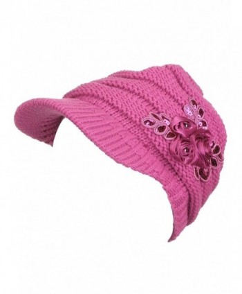 Womens Stripe Slouchy Beanie Fuchsia