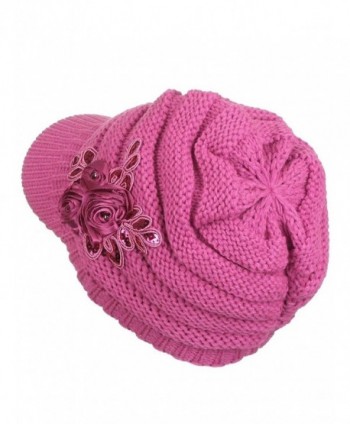 Womens Stripe Slouchy Beanie Fuchsia in Women's Skullies & Beanies