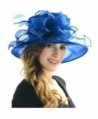 Women Satin Church Christening Derby Kentucky Wedding Formal Party Hat Ss035 (9 Colors) - Royal Blue - CJ11NCLUZQZ