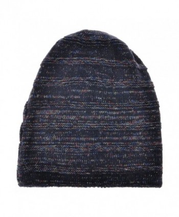 ZLYC Unisex Trendy Double Layers Reversible Warm Oversized Cable Knit Slouchy Beanie - Navy Blue - CB186XNT5T9