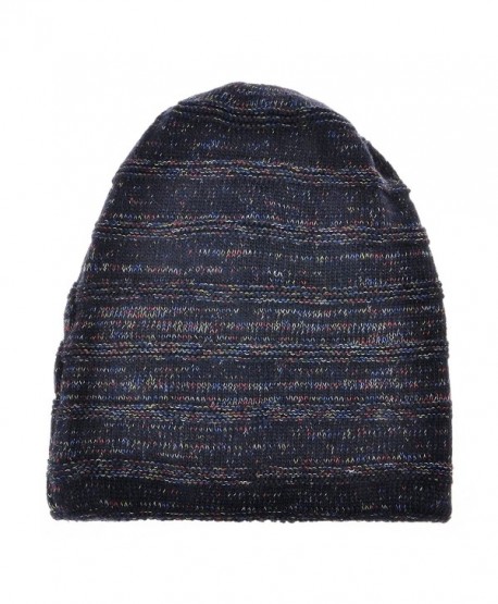 ZLYC Unisex Trendy Double Layers Reversible Warm Oversized Cable Knit Slouchy Beanie - Navy Blue - CB186XNT5T9