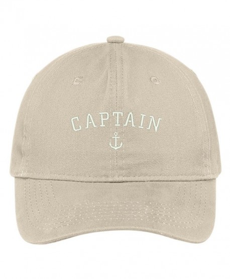 Trendy Apparel Shop Captain Anchor Embroidered Soft Cotton Adjustable Cap Dad Hat - Stone - CM12NZQYA21
