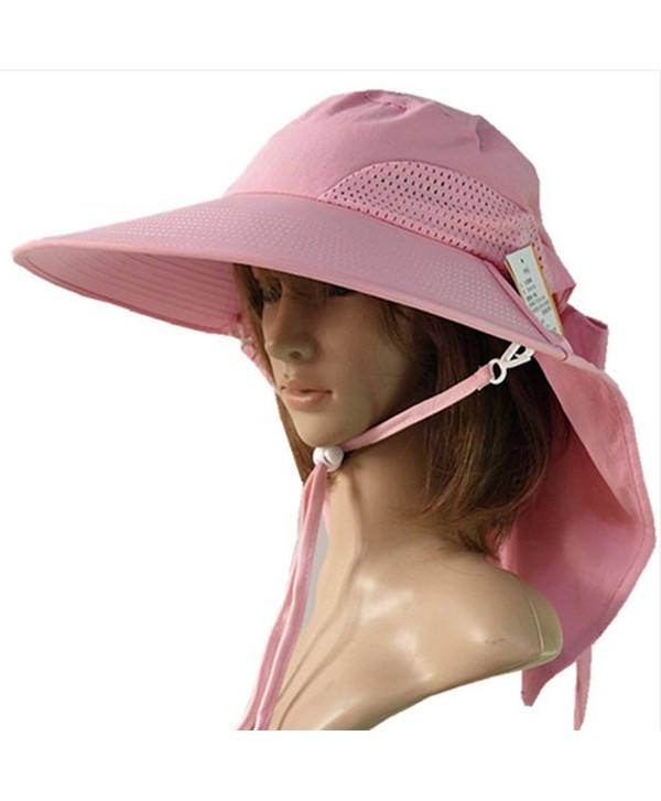 JFS Womens Summer Outdoor UV Protection Sun Hat Travelling Hat with Flap - Pink - C812HIMR0ZH