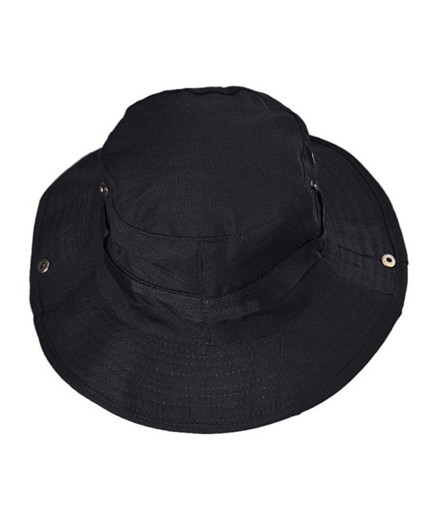 UPLOTER Bucket Hat Boonie Hunting Fishing Outdoor Wide Cap Brim Military Unisex - Black - CS12K1P4OUR