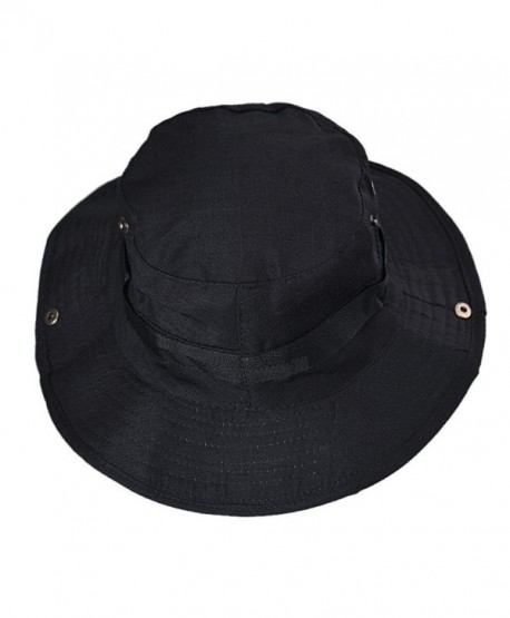 UPLOTER Bucket Hat Boonie Hunting Fishing Outdoor Wide Cap Brim Military Unisex - Black - CS12K1P4OUR