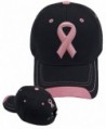 Pink Ribbon Cap Breast Cancer Awareness Embroidered Black Womens Hat - CZ127I2637N