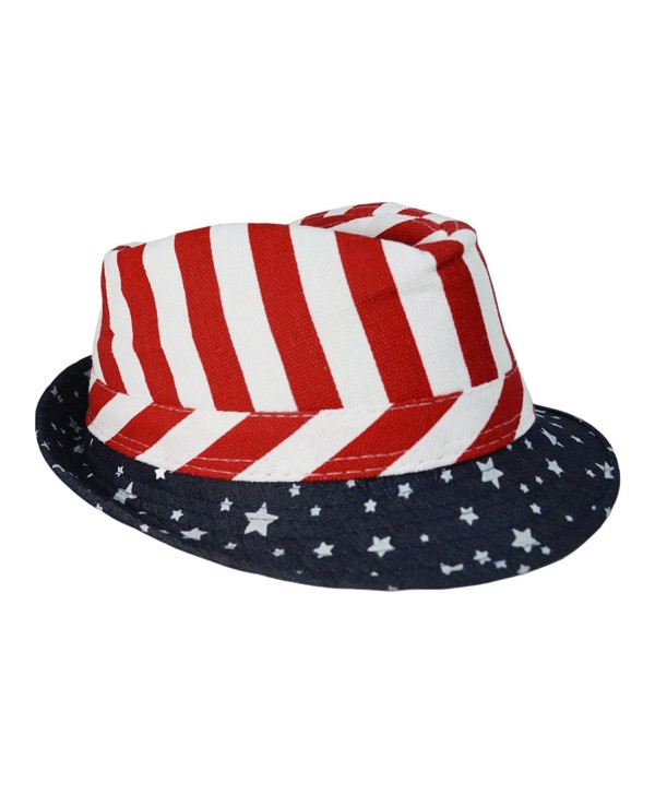 Kid's Short Brim Trilby Fedora Hat - Stars and Stripes - CT12IJYANKV