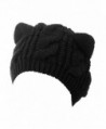 Choies Women's Acrylic Cat Ears Knit Black Beanie Hat - Black - CH11S3OQI71